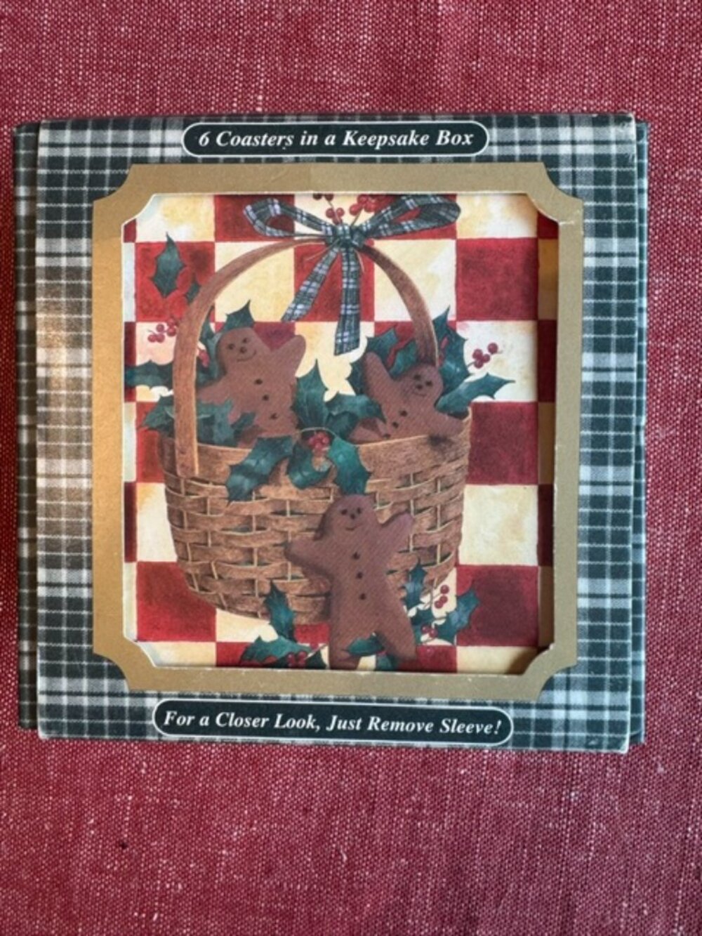 Legacy Gingerbread Cookies in Basket Coasters Keepsake Box